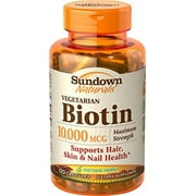 6 Pack Sundown Naturals Vegetarian Biotin 10000 MCG 120 Capsules Each