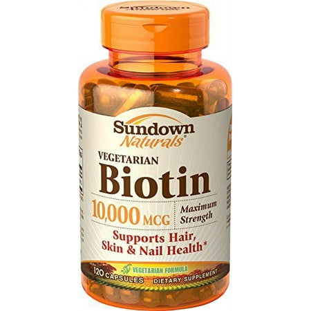 6 Pack Sundown Naturals Vegetarian Biotin 10000 MCG 120 Capsules Each