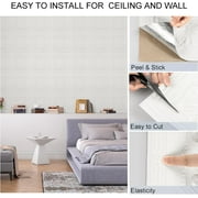 Abyssaly 13.7 x 13.7 Ceiling Tiles, 16 Pcs, Covering Area 20.85 sq. ft., Gelated Ceiling Tile Foam, Ceiling Tile Peeling & Pasting, Easy to Install on Ceiling & Wall, Pure White