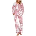 thumbnail image 3 of Feancey Christmas Lounge Sets for Women Wine Glass Print Pajama Set Plaid Long Sleeve Pleated Tops and Pants Pjs Two Piece Trendy Fall Outfits Pink XXXL, 3 of 7