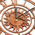 thumbnail image 1 of Sun Shaped Round Roman Numeral Wood Clock pull knob; Home Office Shop Decorative Wooden Hanging Clock, 1 of 7