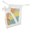 thumbnail image 2 of 1990s Fabric Pouch Set of 2, Vintage Style Abstract Composition Retro Graphic Style Lines Waves, Small Drawstring Bag for Toiletries Masks and Favors, 9" x 6", Pale Orange Yellow, by Ambesonne, 2 of 2