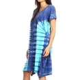 thumbnail image 4 of Sakkas Sirena Women's Short Sleeve Loose Plain Midi Casual Scoop Neck Flared Dress - Blue / Turquoise - One Size, 4 of 5