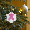 thumbnail image 7 of 3drose, Breast Cancer Awareness Pink Ribbon, 3 inch Snowflake Porcelain Ornament, 7 of 7