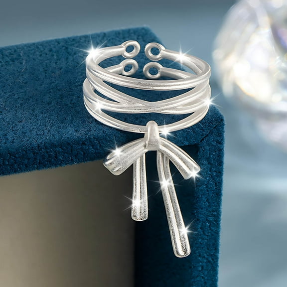 karymi Bow Tie Ribbon Rings for Women Boho Chunky Finger Statement Adjustable Rings for Women Party Wedding Holidays Festivals Gift Weekly flyer Weekly flyer