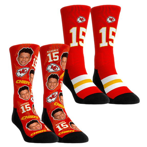 Unisex Rock Em Socks Patrick Mahomes Kansas City Chiefs Player Football Guy Two-Pack Crew Sock Set