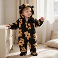 thumbnail image 4 of Maqroz Animal Print Boys Girls Fleece Jumpsuit Long Sleeve Hooded Romper Cute Cubby Graphic Loungewear with Zip, 4 of 8