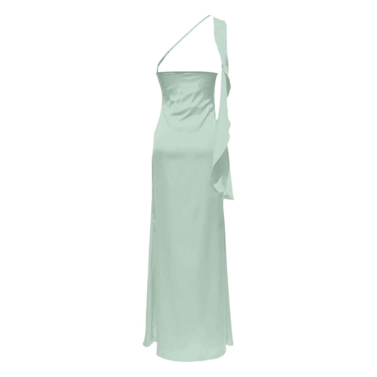 mint green one shoulder maxi dress Nadia One Shoulder Maxi Dress - Sage