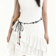 thumbnail image 2 of Unique Bargains 1 Pc Adjustable Waist Belt Bohemian Tie Belt Bohemian Colored Beads Pattern Black, 2 of 5