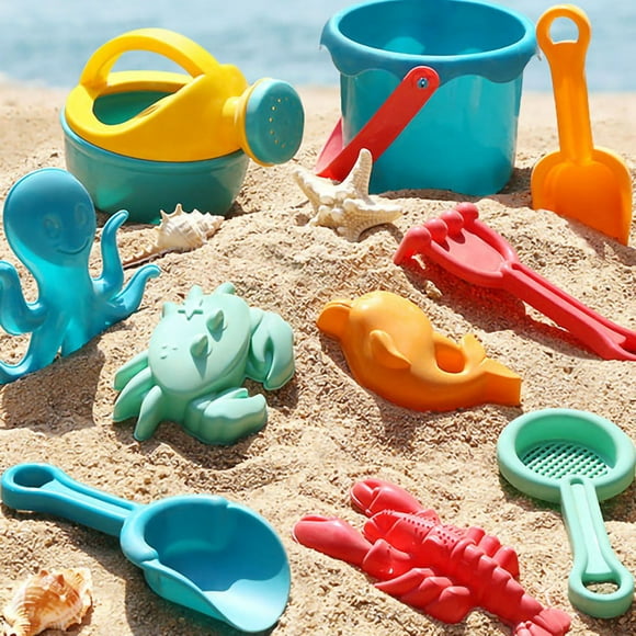 MAYUJIAA Kids Beach Sand Game Toys Set Shovels Rake Bucket Children Beach Playset Seaside Play Sand Tools 10PCS HW313-39942