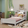 thumbnail image 2 of Twin Pine Wood Bed with Bookcase Headboard ,LED Motion Sensor Light, Guardrails,White, 2 of 24