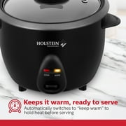 Holstein Housewares 16-Cup (Cooked) 8-Cup (Uncooked) Electric Rice Cooker, Black - Nonstick Interior