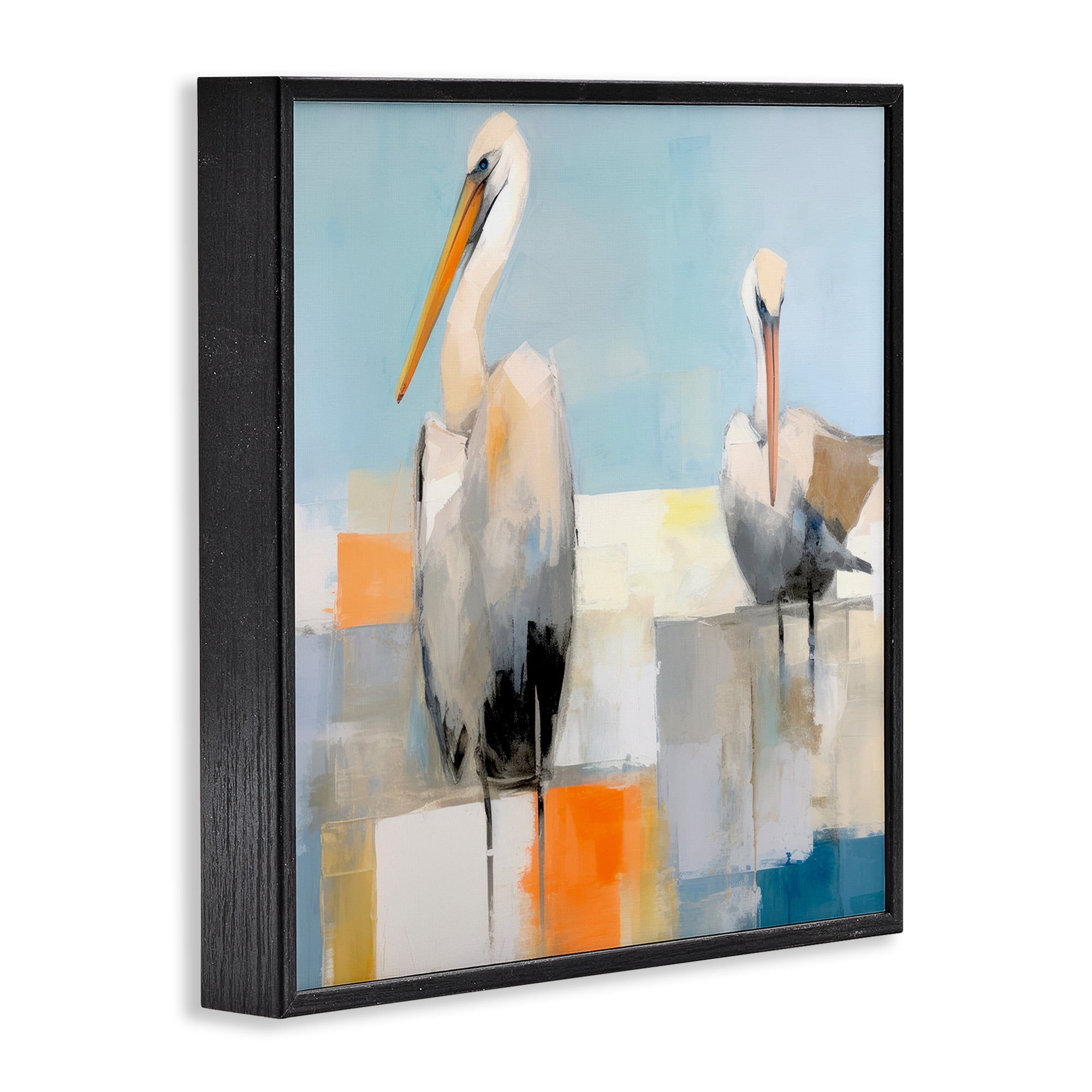 Stupell Industries Nautical Pelicans Abstract Animals & Insects Painting Black Framed Art Print Wall Art, 12 x 12