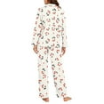 thumbnail image 3 of SCRAWLGOD Cherry Pajama Set for Women Long Sleeve Button Down Pajamas Set of 2 Size 2XL V Neck Pj for Women Sleepwear Washable Womens Fall Pjs Set with Pockets, 3 of 7