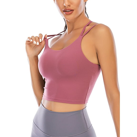 YouLoveIt Womens Tank Tops Cami Padded Sports Bra Women Longline Camisole Sling tube top Vest Strappy Sports Bra Sports Vest for Women Cami Tank Tops Sleeveless Tank Tops
