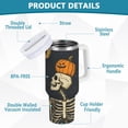 thumbnail image 2 of Yayeee 30oz Stainless Steel Tumbler with Straw and Handle Double-Wall Insulated Travel Water Bottle, Halloween Skeletons, 2 of 8
