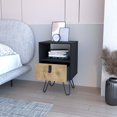 thumbnail image 2 of Black And Macadamia Hairpin Legs Nightstand, 2 of 7