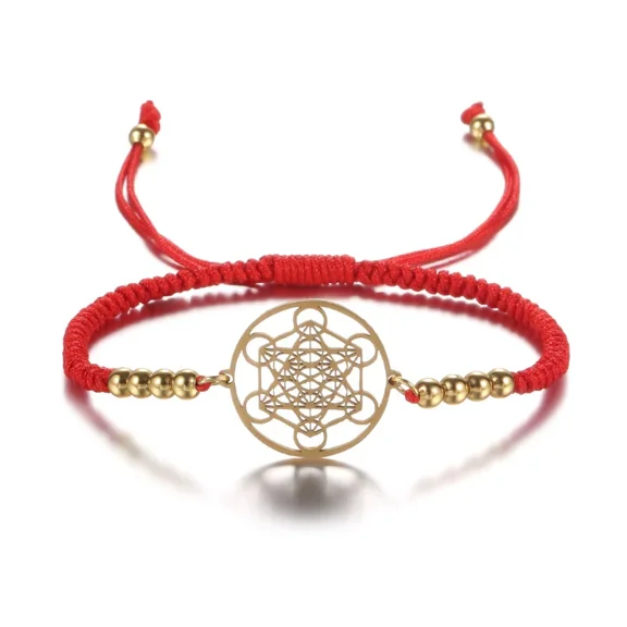 Buddha & Karma Metatron's Cube Red String Bracelet