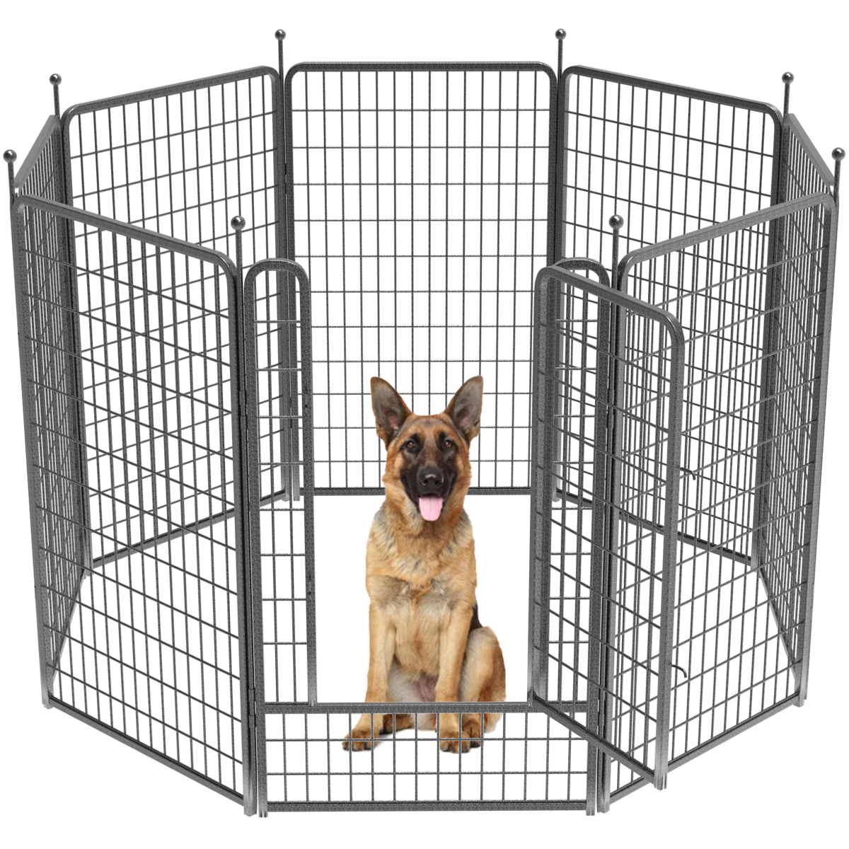 FXW Aster Silver Dog Playpen Outdoor, 8/16/24/32 Panels Dog Pen 24"/32