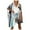 ZB Black, variant on Long Cardigans for Women Kimono Cover Up Floral Print Boho Beach Casual Elbow Sleeve Open Front Long Blouses Loose Fit Cardigan for Women Blue One Size