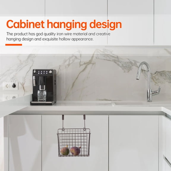 ibasenice Black Cabinet Door Hanging Basket for Kitchen and Home Storage, Space-Saving Organizer