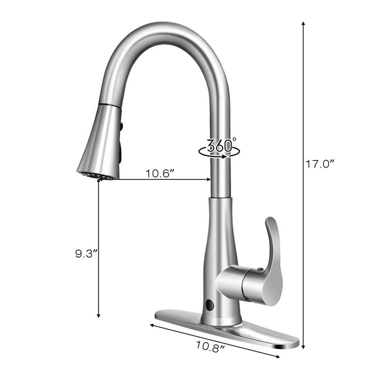 Gymax Kitchen Faucet Single Handle Brushed Nickel w/Pull Down Dual Sprayer Gymax Kitchen Faucet Single Handle Brushed Nickel w/Pull Down Dual Sprayer