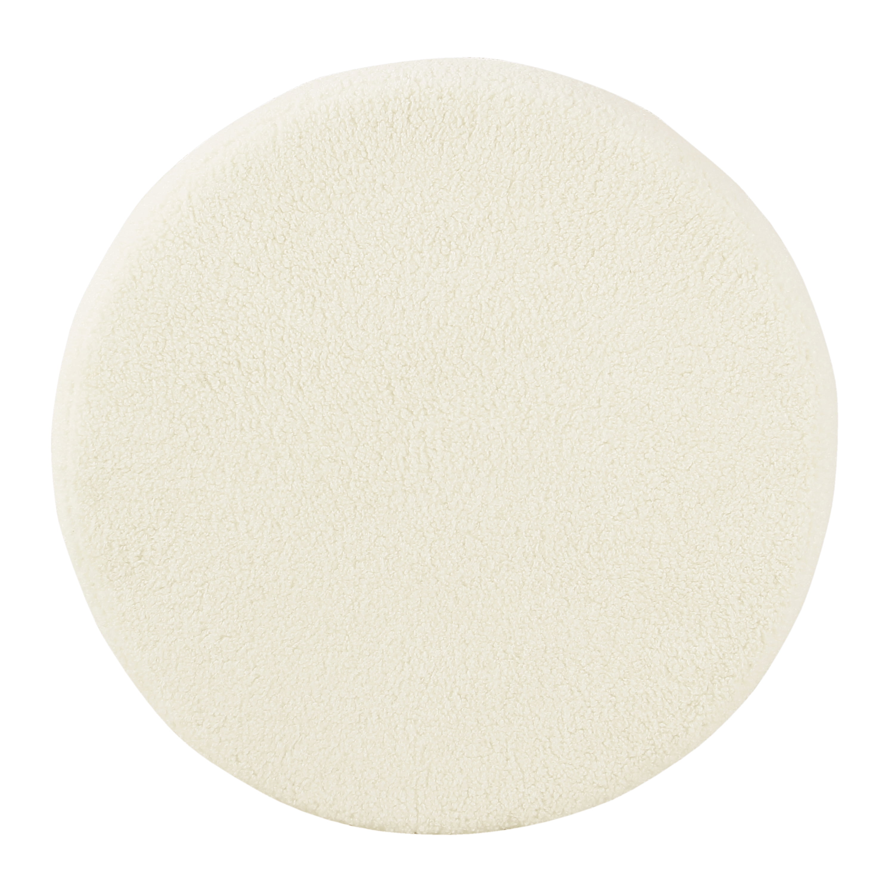 HomePop Round Storage Ottoman - Cream Faux Sheepskin
