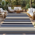 thumbnail image 2 of Colored Stripes Outdoor Rug for Patio/Deck/Porch, Non-Slip Large Area Rug 5 x 7 Ft, Blue Black White Brown Abstract Lines Indoor Outdoor Rugs Washable Area Rugs, Reversible Camping Rug Carpet Runner, 2 of 8