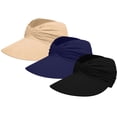 thumbnail image 2 of siminsem 3 Pack Women Sun Visor Hat Wide Brim UPF 50+ UV Protection Foldable Summer Beach Straw Hat Roll Up Packable Ponytail Lightweight Breathable Cap for Women Travel, Dark Blue,One Size, 2 of 9