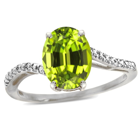 Star K� Big Stone Oval 10x8 Genuine Peridot Bypass solitaire engagement promise ring