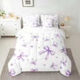 thumbnail image 2 of Feelyou Girly Purple Bowknot Bedding Comforter Set 7pcs, Cartoon Princess Bowknot Queen Bedding Sets, Teen Boy Girl Kid Reversible Queen Sheet Sets, Lightweight Room Decor, 2 of 7
