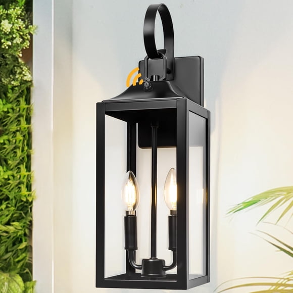 Farol de pared para exteriores Yolsunes, 19 pulgadas, negro, del anochecer al amanecer