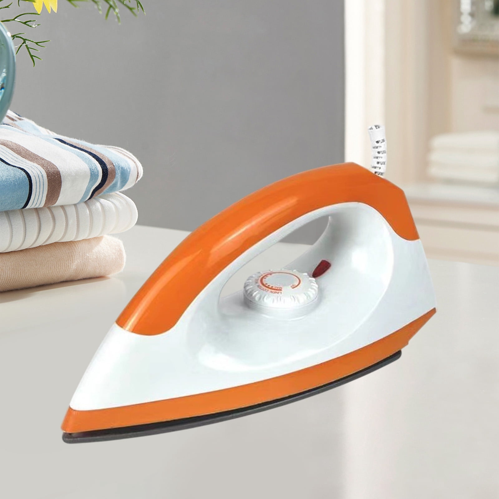 Home Dry Clothes Iron,Temperature Adjustable Ironing Device for Fabric Wrinkle Removal,Sleek Soleplate Fast Heating for Nylon Silk Wool Linen,Ideal for Home Ironing and Office Garment Care-Orange
