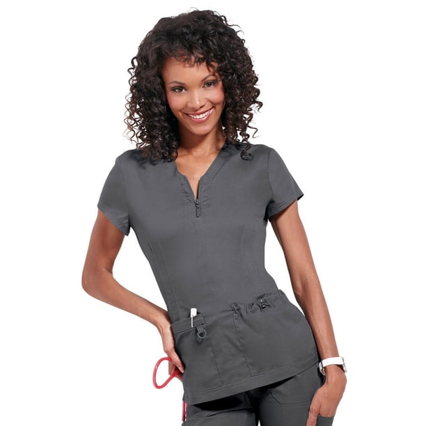 scrub tops with zipper pockets