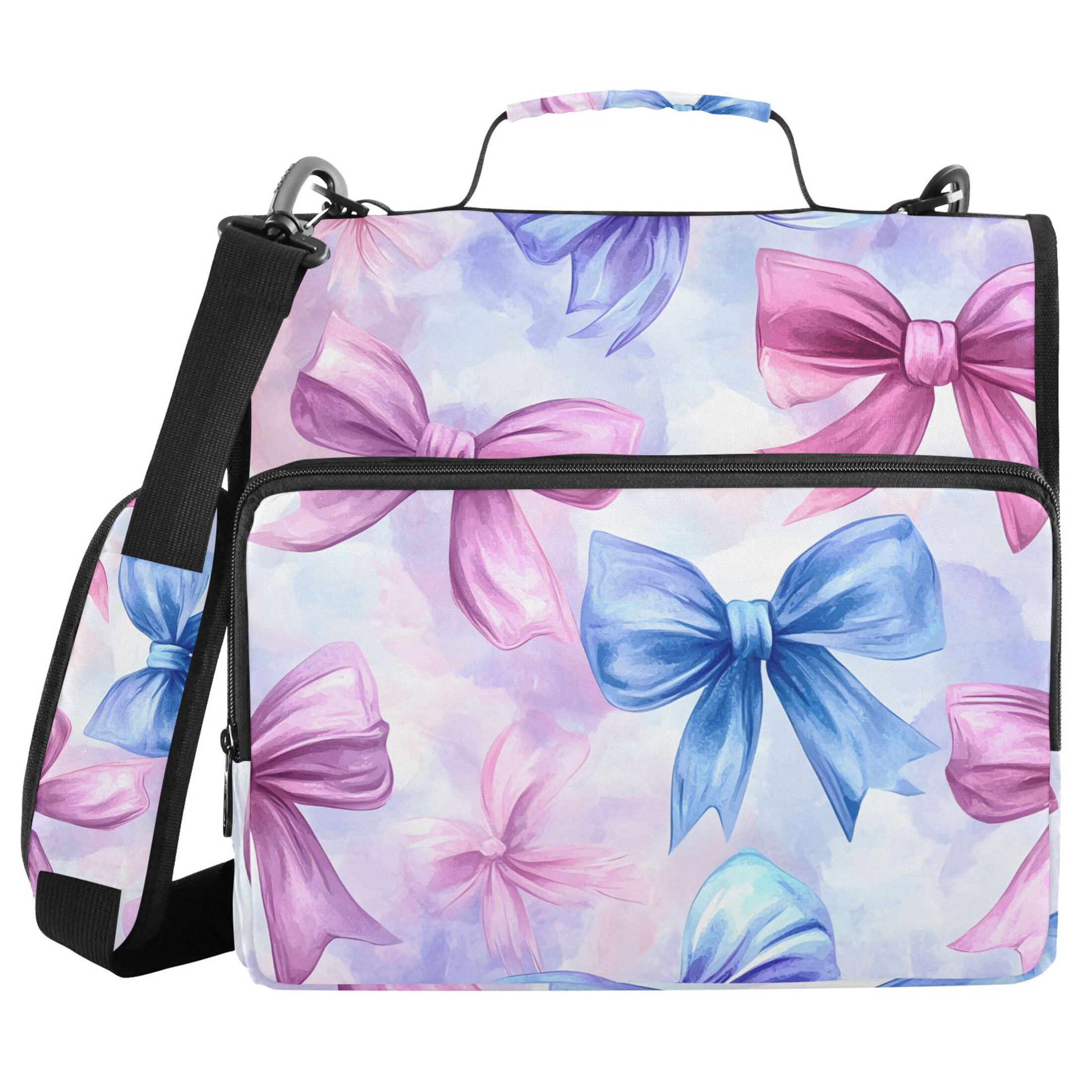 ALAZA Zipper Binder Watercolor Bows 3 Ring Trapper Keeper File Folder Organizer Bag