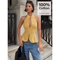thumbnail image 3 of Blusa Halter Sin Mangas Con Cuello De Corbata En Amarillo, 3 of 25