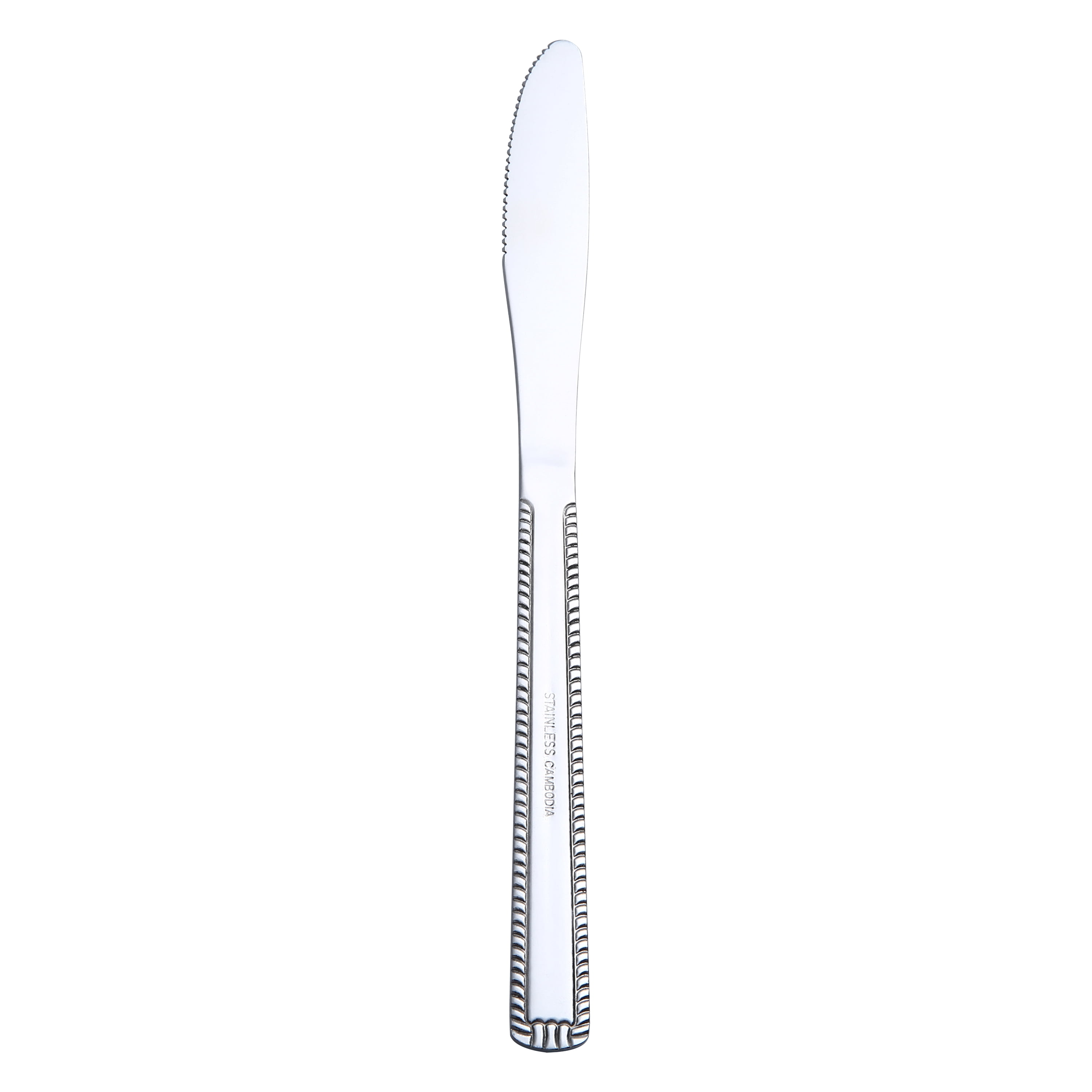 (2 pack) Mainstays Lace Stainless Steel Adult Dinner Tableware Knife, 4-Piece Set,Silver