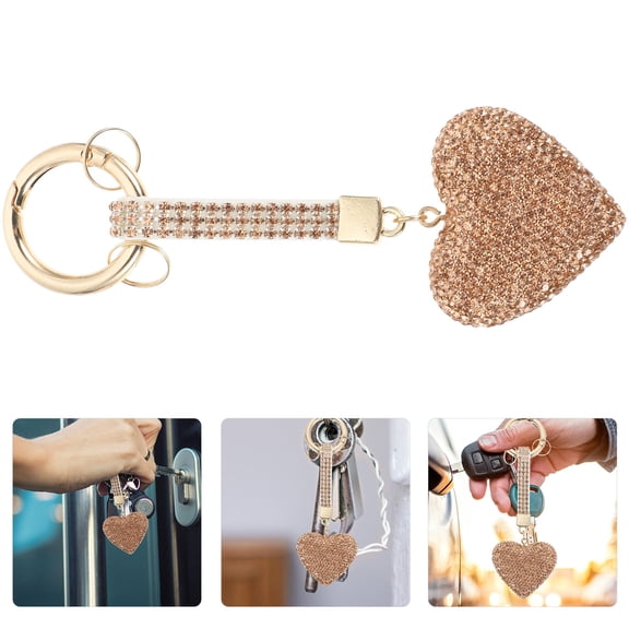 FENGGUIQU Keychain Lanyard For Women Key Chain Golden 1Pack Heart Bling Keychains