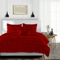 thumbnail image 1 of SGI Bedding 3 Piece Cotton Multi Ruffle Duvet Cover Blood Red Solid 600TC Twin XL, 1 of 7