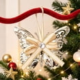 thumbnail image 5 of Hollow Metal Christmas Ornament Set with Ribbon Bow and Crystal Accent, Hanging Decor for Christmas Tree Wreath Mantel Holiday, 5 of 7