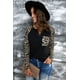thumbnail image 2 of ABPHQTO Blusa de mujer con manga raglán y cuello con muescas en el bolsillo de leopardo, 2 of 5