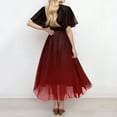thumbnail image 4 of Gradient Flare Dress Women's Summer Fashion V-Neck Short Sleeve Flowy Swing Midi Dresses Casual Party Sundress,Red L, 4 of 6