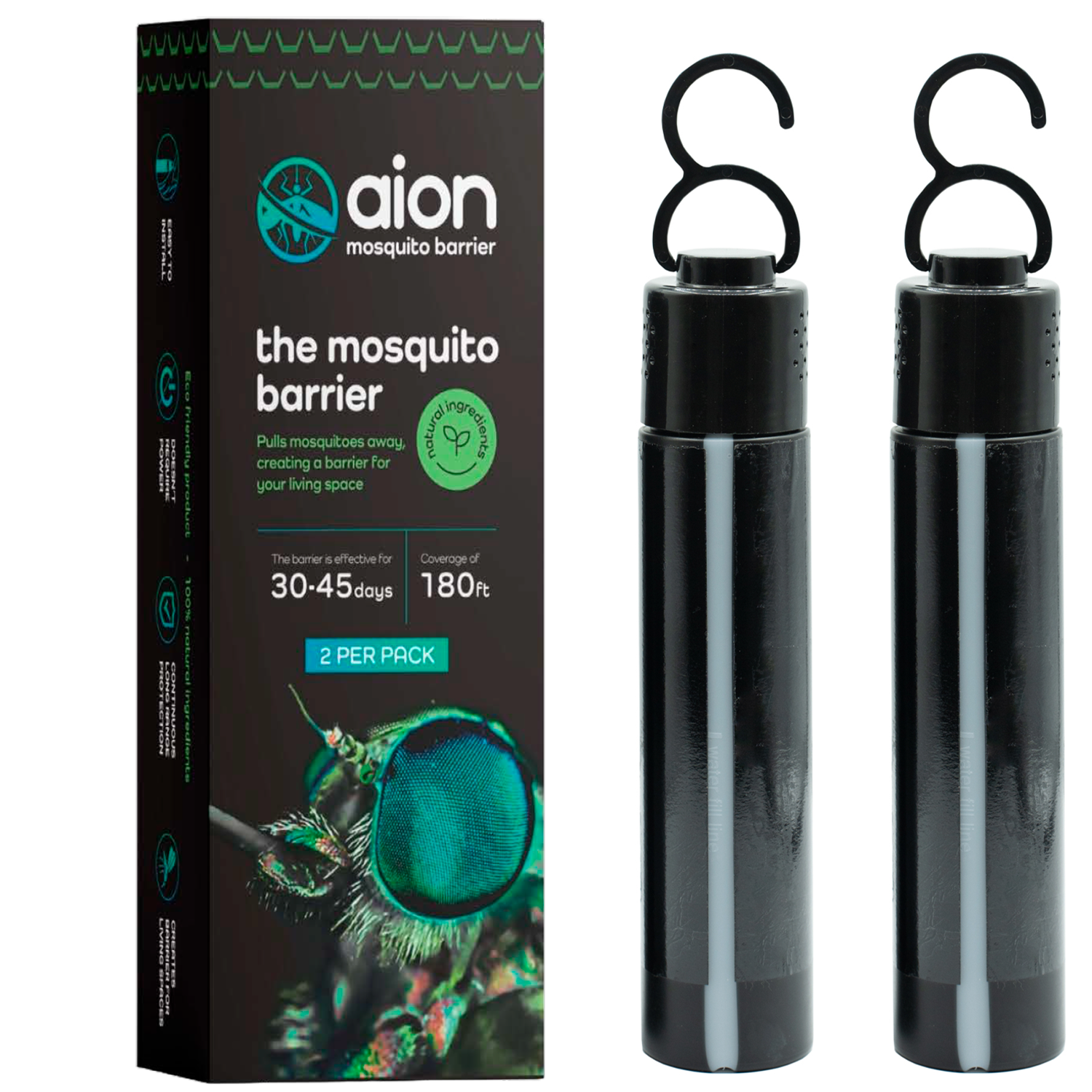 Aion Mosquito Barrier and Trap – Natural Outdoor Mosquito Repellant for Backyard, 2 pack