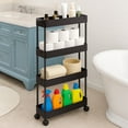 thumbnail image 1 of Pinksheep Carro de Almacenamiento con Ruedas Delgado, Organizador de Baño de 4 Niveles, Estantería con Ruedas para Cocina, Negro, 1 of 1