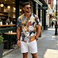 thumbnail image 4 of Uwinwear Linen Cotton Short Sleeve For Men Button Up V Neck Shirts Lightweight Printed Tops Hawaiian Summer Beach Casual Shirts Breathable Casual Wear,Yellow,XL, 4 of 8