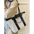thumbnail image 3 of PIKADINGNIS Women Girls Fashion Canvas Tote Handbag Vintage Hobo Shoulder Bag Purse Leather Strap, 3 of 5
