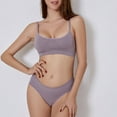 thumbnail image 2 of Conjunto de lencería sin costuras de 2 piezas con cuello en U para mujer: sujetador halter de cintura alta y braguitas, nailon/spandex, ropa de dormir/noche sexy, 2 of 6
