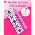 thumbnail image 2 of Expert Slant Tip Tweezers with Leather Case, General Sharp & Precision Stainless Steel Tweezer for Eyebrows, Facial Hair and Fine Hairs Removal (Violet), 2 of 14