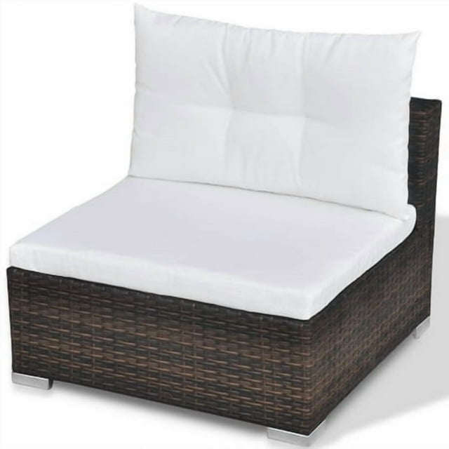 vidaXL 10 Piece Garden Lounge Set with Cushions Poly Rattan Brown