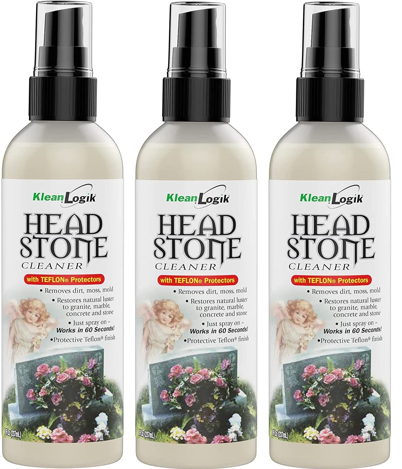 Klean Logik Headstone Cleaner to Restore Grave Markers. Use on Granite